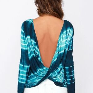 Lulu's Teal Tie-Dye Long Sleeve Top